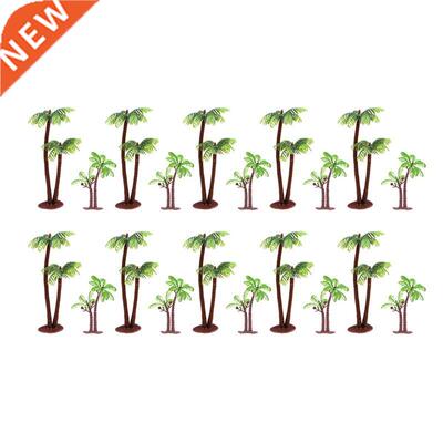 10 Pcs Simulation Plastic Palm Tree Model Cake Layout Props