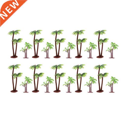 10 Pcs Simulation Plastic Palm Tree Model Cake Layout Props