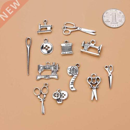 12pcs/lot Mixed Alloy Charms Antique Silver Color Scissors P