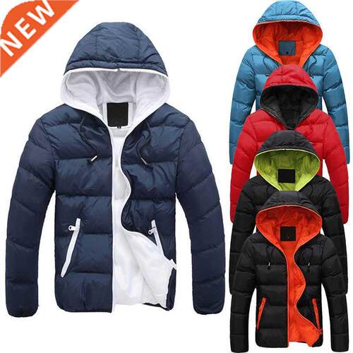 2021 New Fashion Men's Winter Warm Jacket Hooded Slim Casual