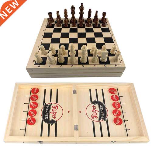 2 In 1 Wooden Folding Chess Set Desktop Chess Board Games