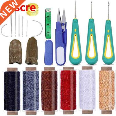 21 PCS Leather Sewing Kit With Wax Threads Rubber Handle Se