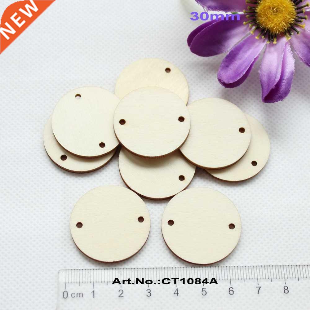 (50pcs/lot) 30mm 2 Holes Blank Wooden Circles Laser Cut Rust
