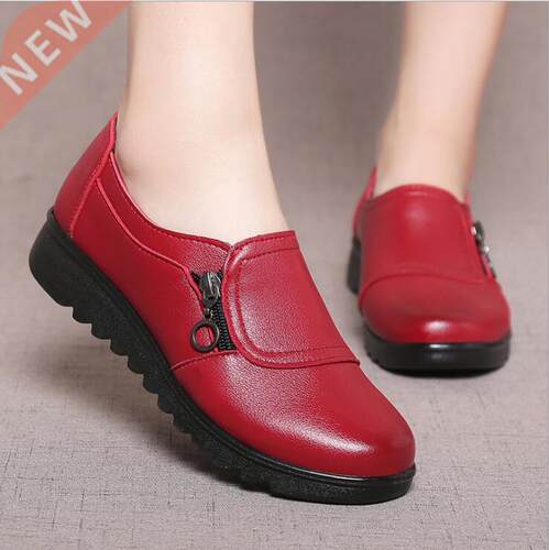 2020 Fashion Soft Leather Round head Women Casual Flats Ladi