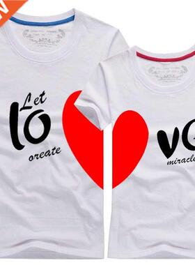 couple t-shirt love heart 恤 men2022 women summer round nec