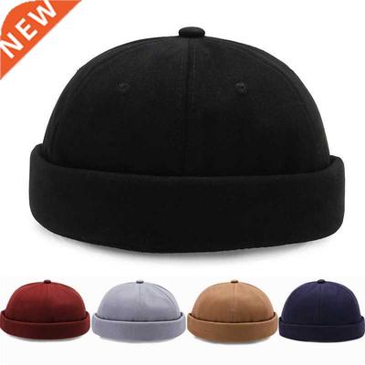 Vintage Men's Summer Cotton Brimless Skullies Cap Solid Colo