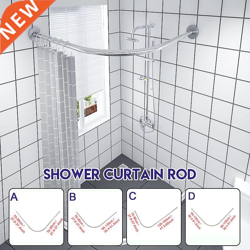 04 Stainless Steel Extendable Corner Shower Curtain Rod