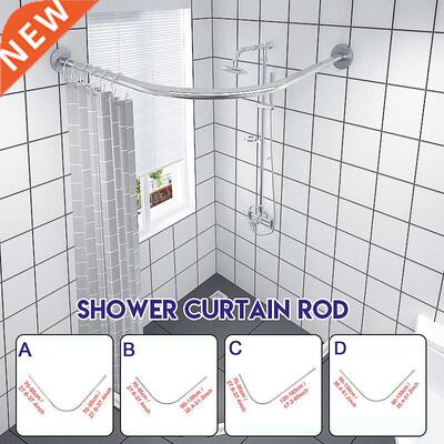 04 Stainless Steel Extendable Corner Shower Curtain Rod