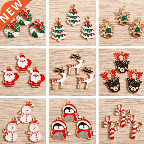 10pcs/lot Enamel Animal Charms for Jewelry Making Santa Clau
