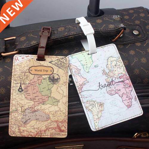 Creative World Map Travel Accessories Luggage Tag PU Suitcas
