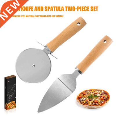 Pack of 2 Stainless Steel Pizza Wheel Server Handheld Slicer