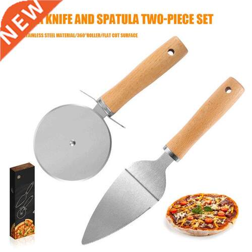 Pack of 2 Stainless Steel Pizza Wheel Server Handheld Slicer