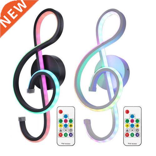 RGB Musical Note LED Wall Lamp Metal Bedside Spiral Night Li