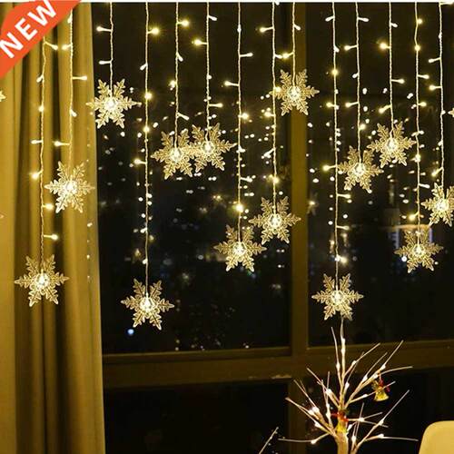 96 LED Christmas Snowflake Lcicle String Lights Home Curtain