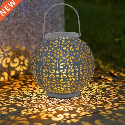 Hollow Solar LED Iron Art Lantern Light Outdoor Decor Lighti