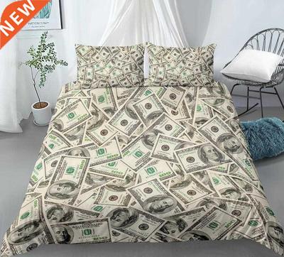 3D Modern Bedding Set Dollar Motif Printed Duvet Cover Vivid