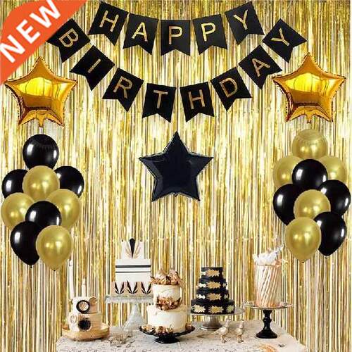 1set Gold Tissue Paper Letter Hanging Garlands Happy