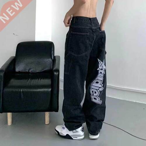 American street clothing retro trend pocket jeans female let