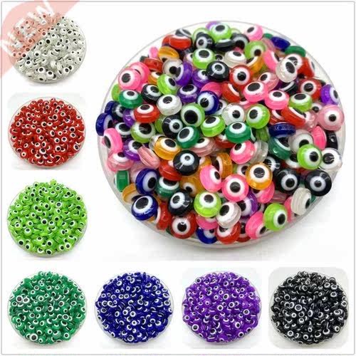 50pcs/Lot 8mm Oval Shape Spacer Beads Evil Eye Beads Stripe