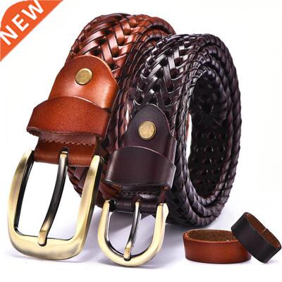 women Braided Belt For Men's Woven Belt Luxury Genuine Leath