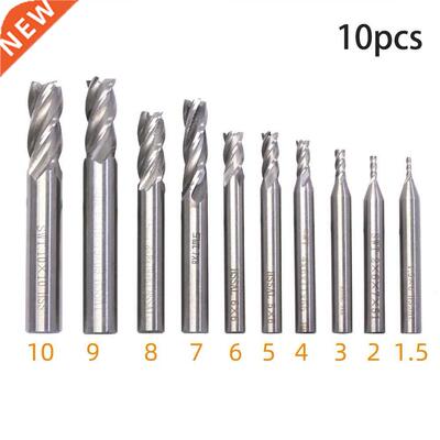 10pcs/set Tungsten Carbide 4 Flutes HSS End Milling Cutter S