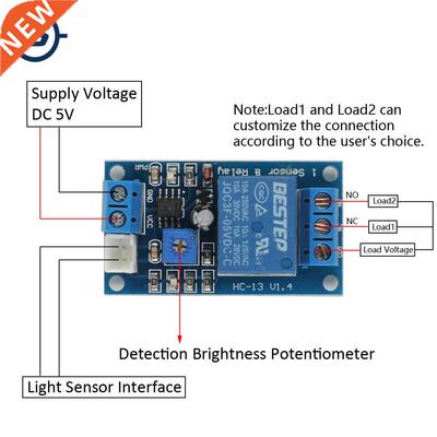 Photoresistor Relay Supply Voltage DC 5V/12V NC Output Load