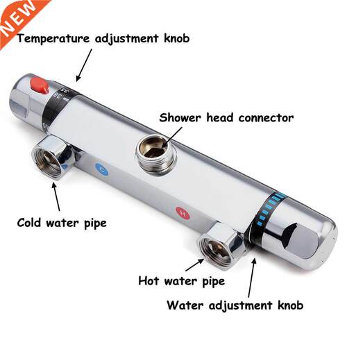 Brass Chrome Bathroom Thermostatic Faucet Mixer Value Dual H