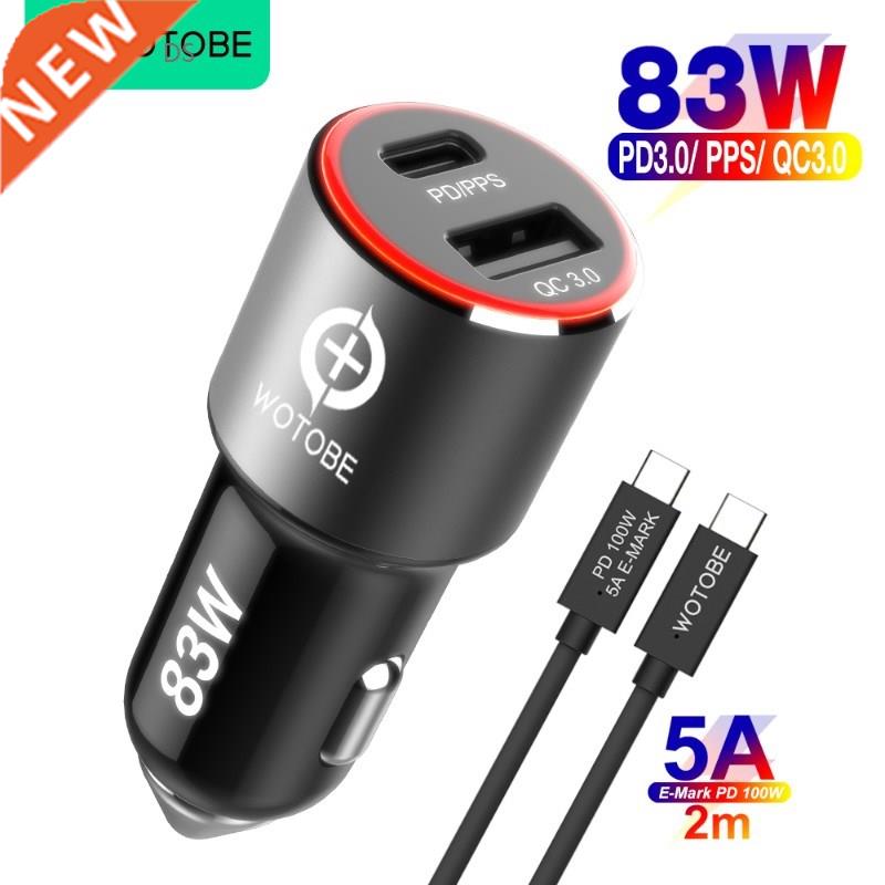 WOTOBE 2port 83W super fast car charger,1 Port SB C PD/PPS 6