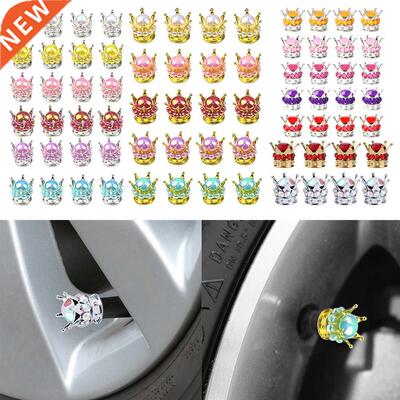 4Pcs Car Wheel Tire Air Valve Caps Rhinestone Crown Style Co