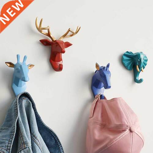Resin animal head aesive adornment wall hook the kitchen