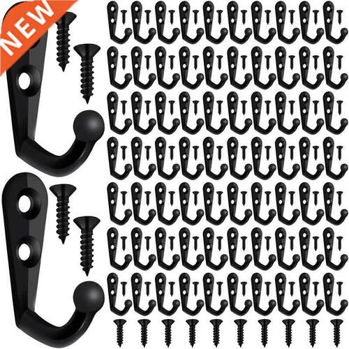 100 Pieces Of Double-Hole Wall Mounted Single Hook Robe Hook