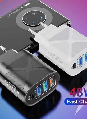 lovebay Quick Charge 48W Adapter Charger Type C PD Plug 4 Po