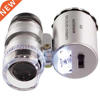60x Mini Pocket LED UV Jewellers Loupe Microscope Glass Jewe