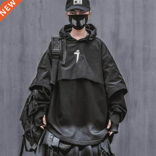Spring Setwear Fashion Sweatshirt Techwear Kanji Patchwork H