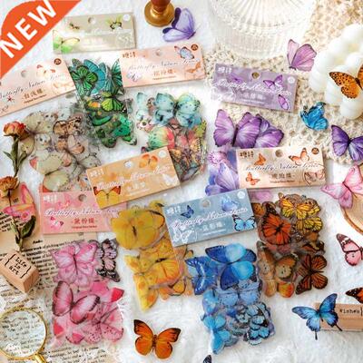 40pcs Vintage Butterfly Plants PET Decorative Stickers Diary