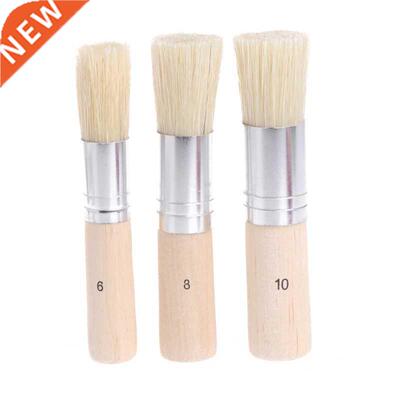 3Pcs Wooden Stencl Brush Hog Brstle Brushes Acrylc Waterc