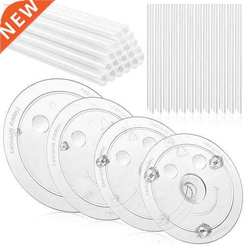 20 Pieces White Plastic Cake Sticks Support Rods with 4
