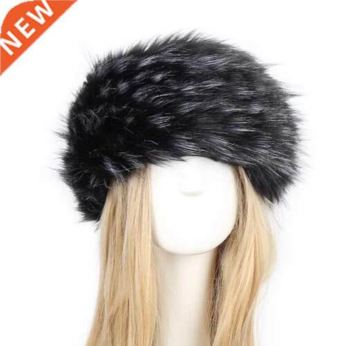 Fur Hat For Women Natural Thicken Fluffy Fur Hat Headband Ru