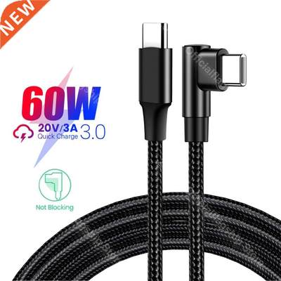 Elbow USB Type C to USB C Cable for Samsung S9 S8 PD 60W Qui