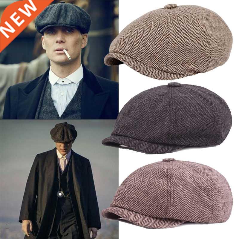 Men Beret Vintage Herringbone Gatsby Tweed Peaky Blinders Ha