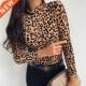 Leopard Prnt Turtle Women Blouse Fashon Neck Autum Blouses