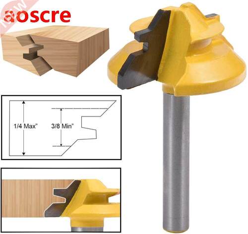 45 Degree 1/4 Inch *1-3/8 Shank Lock Miter Router Bit Tenon