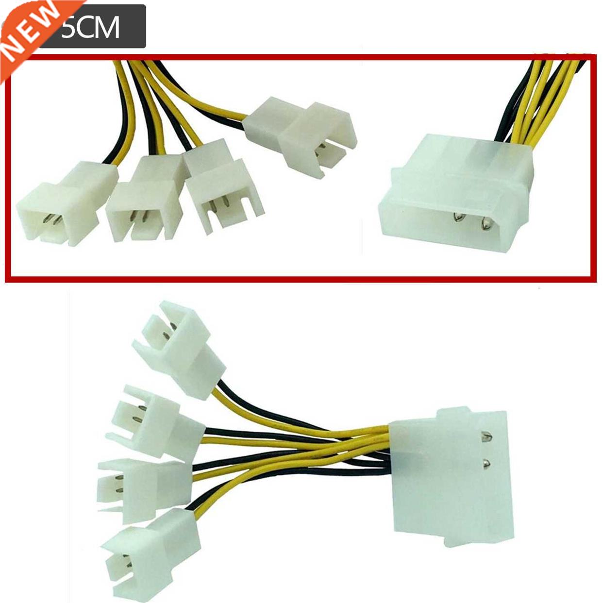 Fan Splitter 4-Pin Molex to 3-Pin 5V/7V/12V (3x Sockets),5cm
