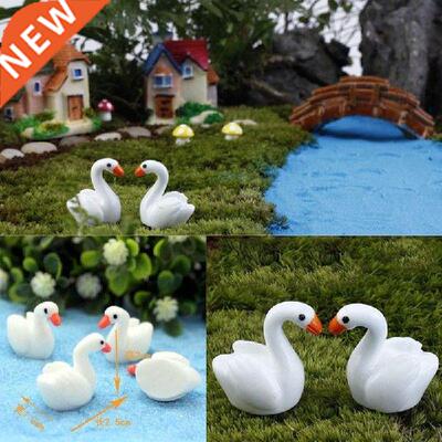 Little White Goose Aquarium Decorations Resin Artificial
