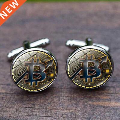 French Shirt Cufflinks Men's Metal Banquet Round Bit Coin Bu