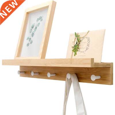 Bamboo Floating Wall-Mounted Rack Coat Hook Rack Towel Hange