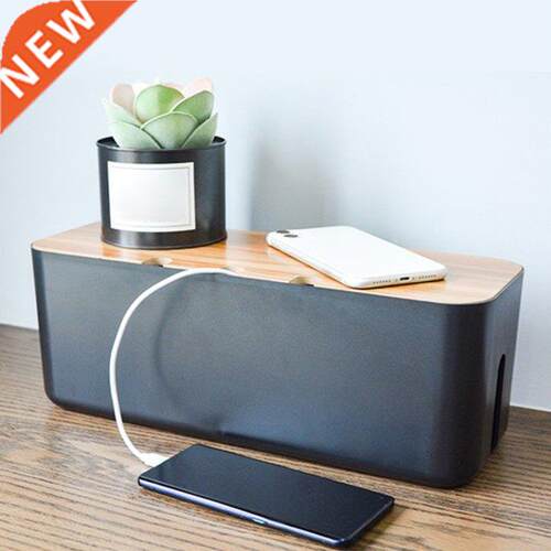 Wooden Cable Storage Box Dust-proof Chargng Lne Wre Manag