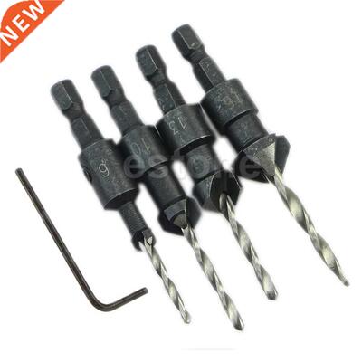 4pcs Carpentry Countersink Drill Bit Set Woodworking + Hex S