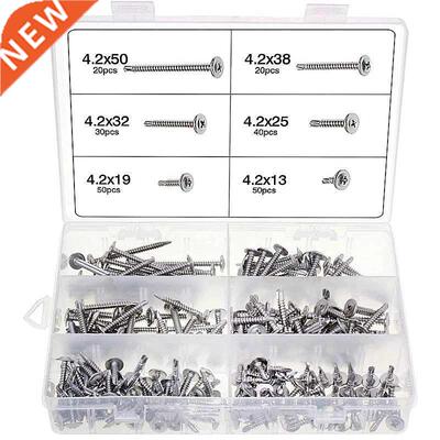 210PC Wood Self Drill Tapping Screw Kit Phillips Flat Round
