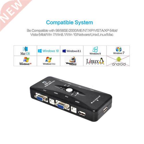 4 Port USB 2.0 KVM Switch 1920*1440 VGA Switch Box Adapter a